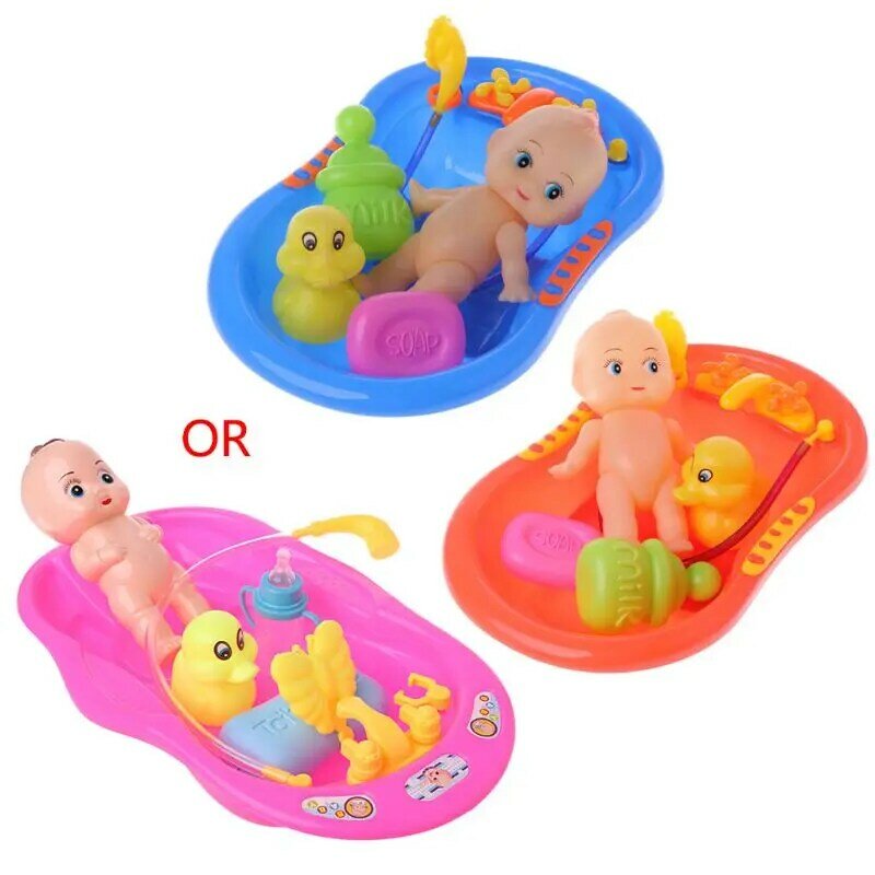 Bañera con muñeco de bebé, juguete de baño para niños, juguetes flotantes de agua, educativo temprano