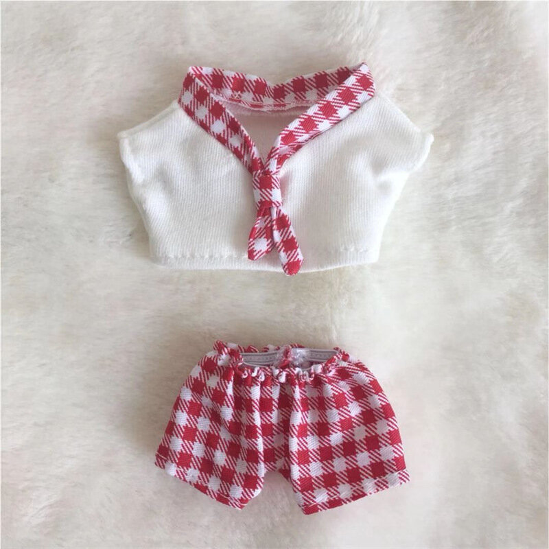 Navy Style 4 Color 10CM Star Cotton Doll Clothes 10CM Cotton Stuffed Doll Plaid Bow Tie Set Doll Accessories
