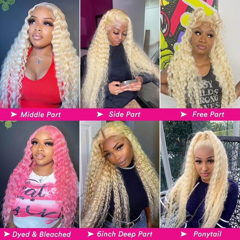 613 Blonde 13x4 Lace Front Curly Wigs 200 Density Guleless Wigs on Sale 13x6 HD Lace Front Human Hair Deep Wave Wig for Choice