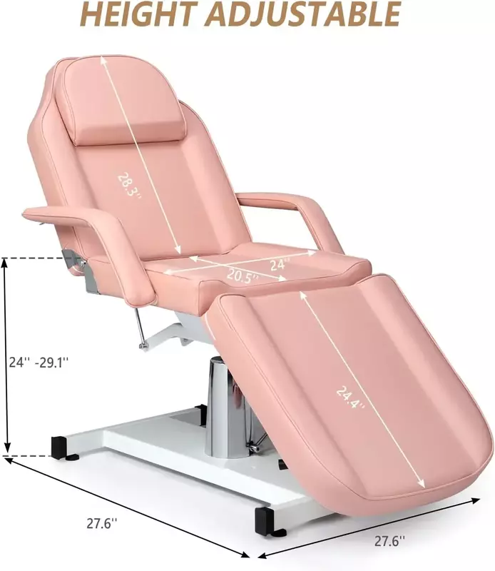 Meja pijat tempat tidur wajah hidrolik, Meja multi-fungsi kursi tato 3-bagian tempat tidur, tempat tidur Salon kecantikan dapat disesuaikan