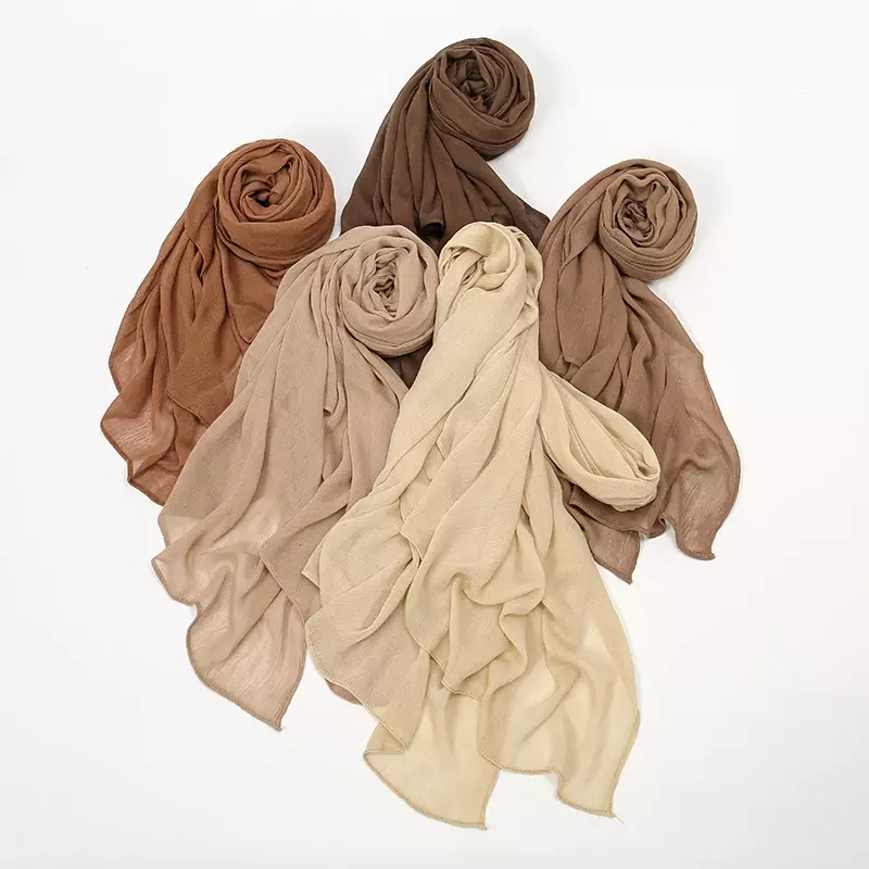 Rayon Crinkle Muslim Women Hijab Viscose Cotton Turbans for Woman Wrinkle Islamic Shawls and Wraps Ramadan Hijabs Scarf 180*70cm
