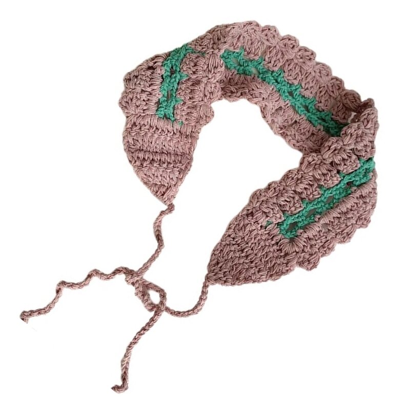 Women Crocheted Hairband Wrap Headwraps Elaborate Head Scarf Contrast Color Drop Shipping