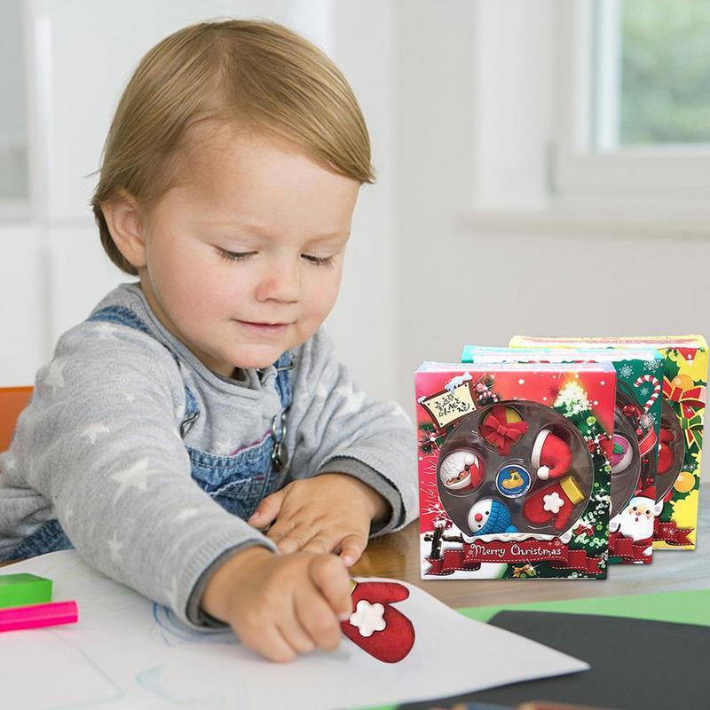 Penghapus pensil Natal Mini penghapus baru pesta bantuan pekerjaan rumah hadiah perlengkapan sekolah untuk anak-anak penghapus Mini