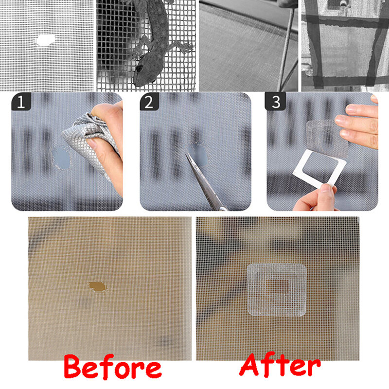 Adhesive Fix Net Window para casa, anti-mosquito, Fly Bug, tela de reparo de insetos, adesivos de parede, malha, 3 pcs, 9 pcs, 15pcs