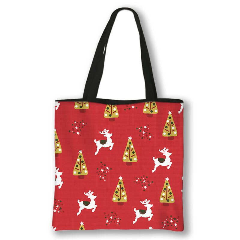 Hot Christmas Day Shoulder Bags Handbag Canvas Best Gift Bags Shopping Bags Ladies Santa Party Supplies Foldable Shopping Bag
