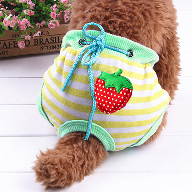 Pet Dog Diaper Cute Fruit Print Dog Shorts Puppy Sanitary Physiological Pants Washable Female Dog Panties Underwear Briefs