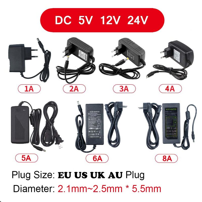 Adaptador de corriente LED AC 110V-220V a DC 5V 12V 24V, fuente de alimentación 1A 2A 3A 5A 6A 8A 10A, transformador de iluminación para lámpara CCTV Router