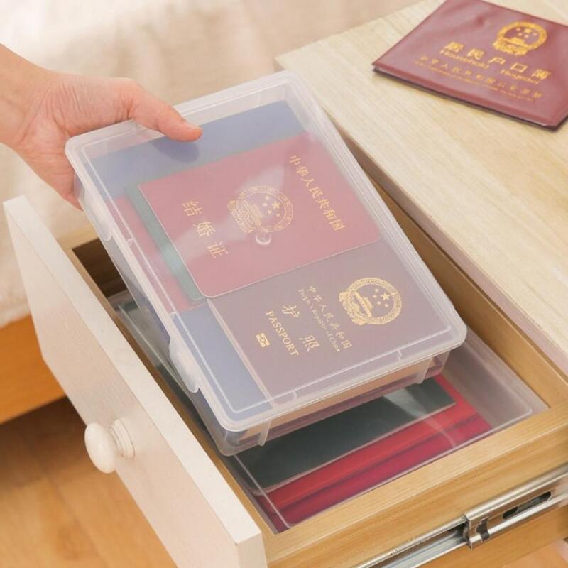 Dust-proof Document Storage Container Transparent Plastic Box for Data Certificate Stationery Jewelry A4 File Organizer
