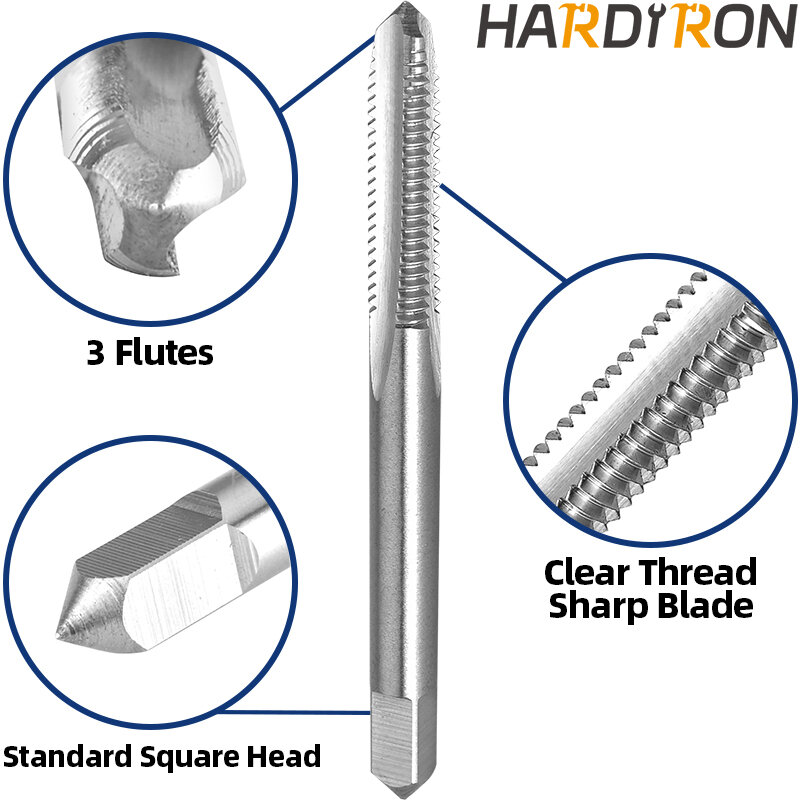 Hardiron No 8-40 UN Machine Thread Tap Right Hand, HSS 8 x 40 UN Straight Fluted Taps