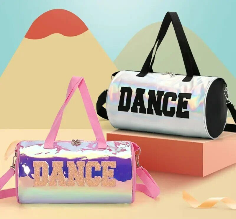 Bolsa de baile para niños, mochila de un hombro con láser Latino Nacional, bolso de baile portátil de dibujos animados para niñas, bolso de Ballet