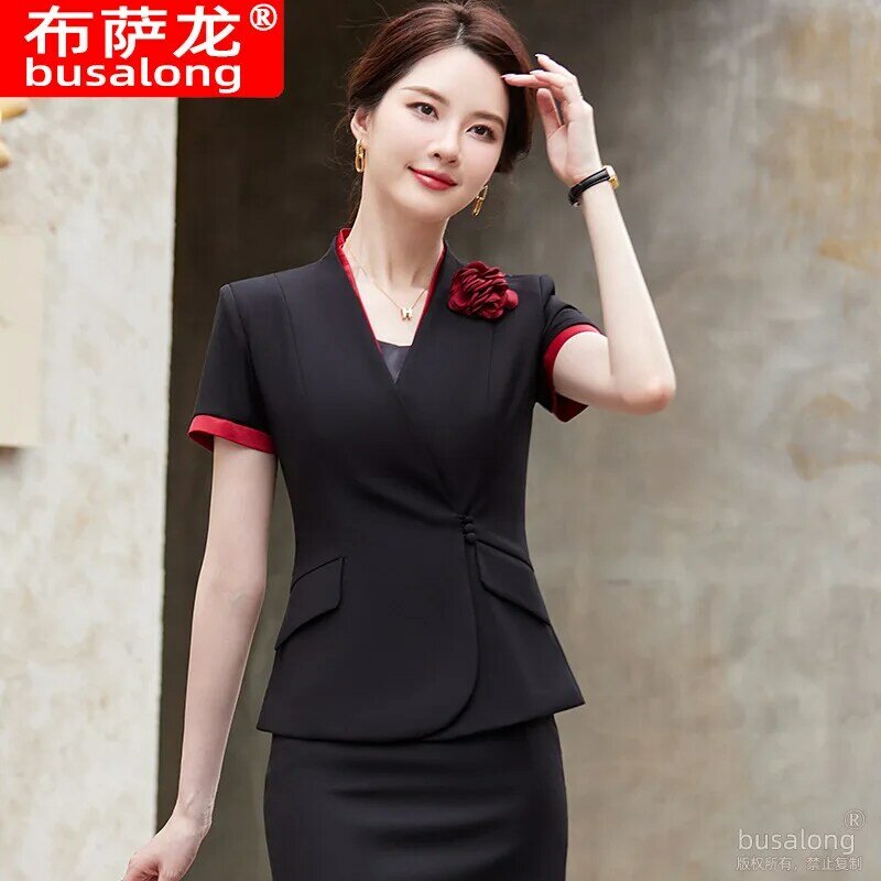 Business Suit Women's Spring and Summer 2023 Temperament Hotel Front Desk Reception Building Sales Department Workwear Beauty Sa