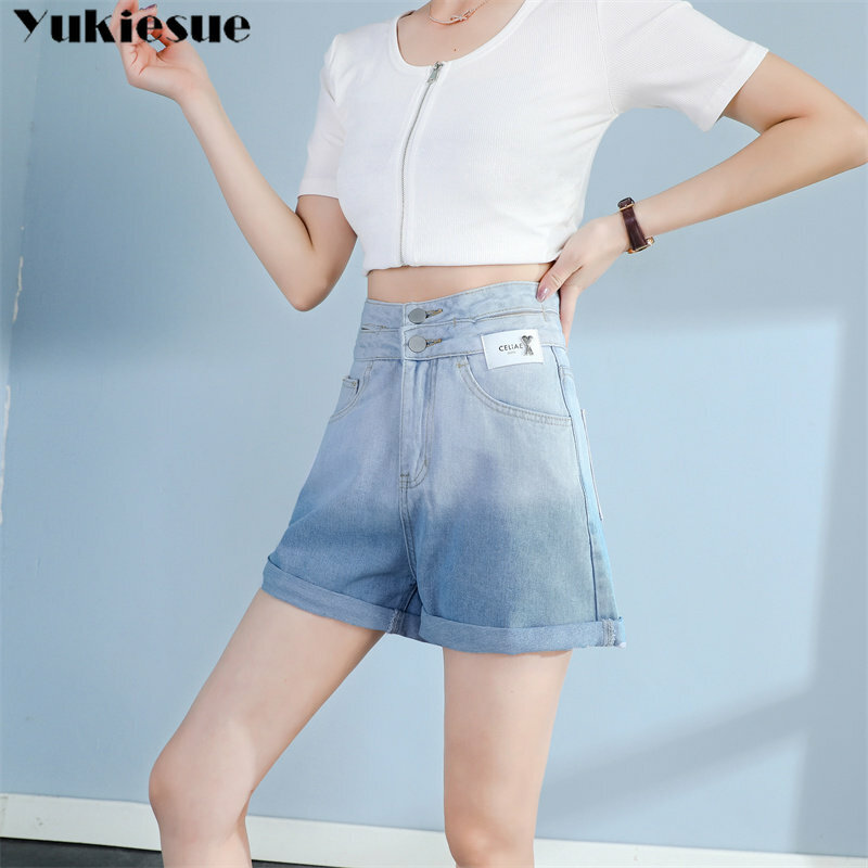 Summer 2023 Korean Trend Fashion Women Clothing New High Waist Gradient Vintage Pants Loose Pockets Patchwork Simplicity Shorts