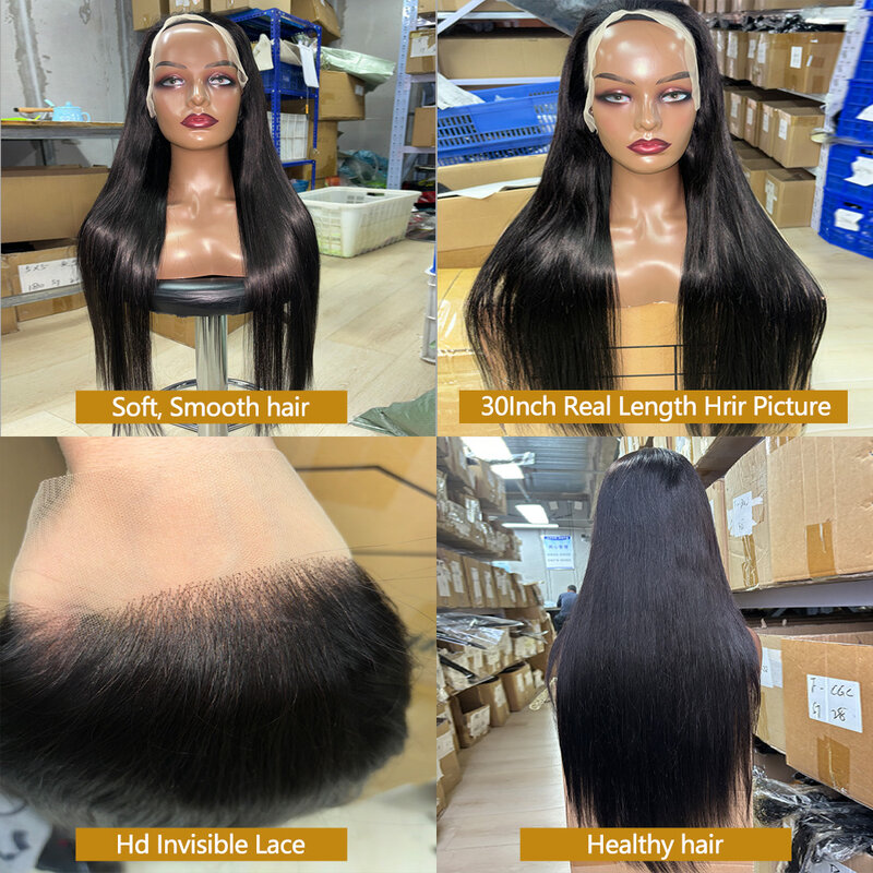 Wig lurus 30 inci rambut manusia 13x4 transparan HD renda depan rambut manusia Wig murah dijual cuci gudang rambut Brasil untuk wanita
