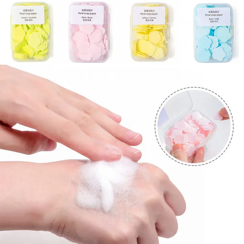 Cleaning Soaps Paper Portable Hand Washing Soap Papers Scented Slice Washing Hands Bath Travel Scented Foaming Small Soap Purple