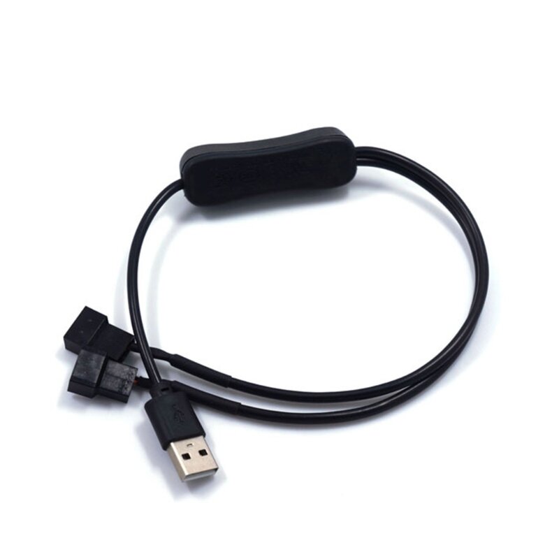 5V USB a 3 / 4-Pin PC Ventilador Adaptador de corriente Cable conector con interruptor 1 a 2 vías 96BA