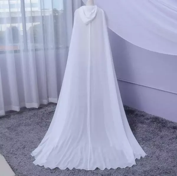 Wedding Bridal Long Chiffon Cape Coat Hooded Medieval Halloween Cloak Shawl Wrap Party Shrug Cloak bolero formal  bridal wrap
