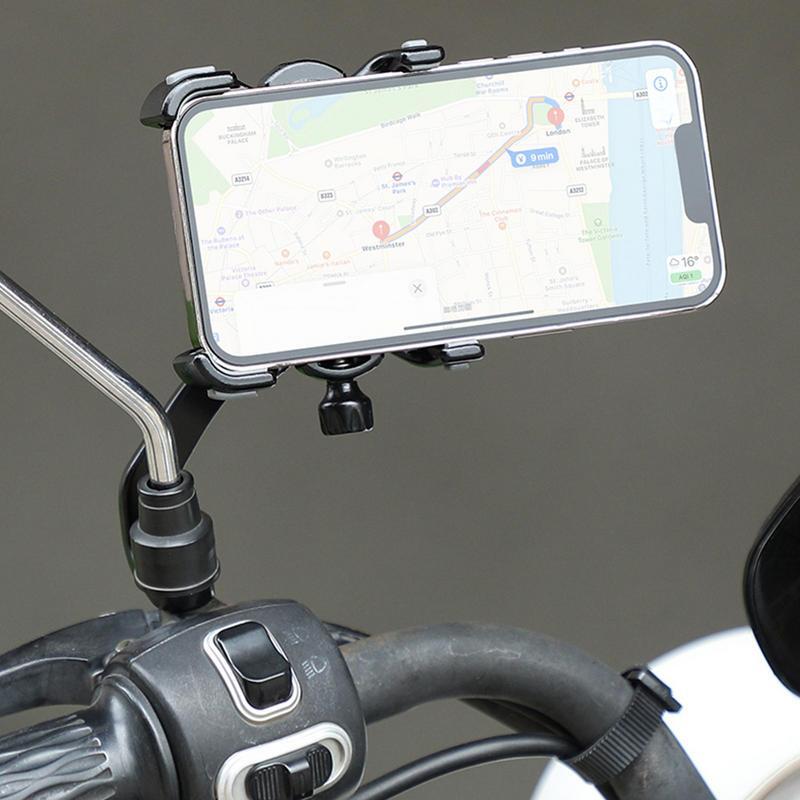 Soporte de teléfono móvil para motocicleta, accesorio giratorio de 360 grados, diseño de 4 garras, Clip para manillar, novedad
