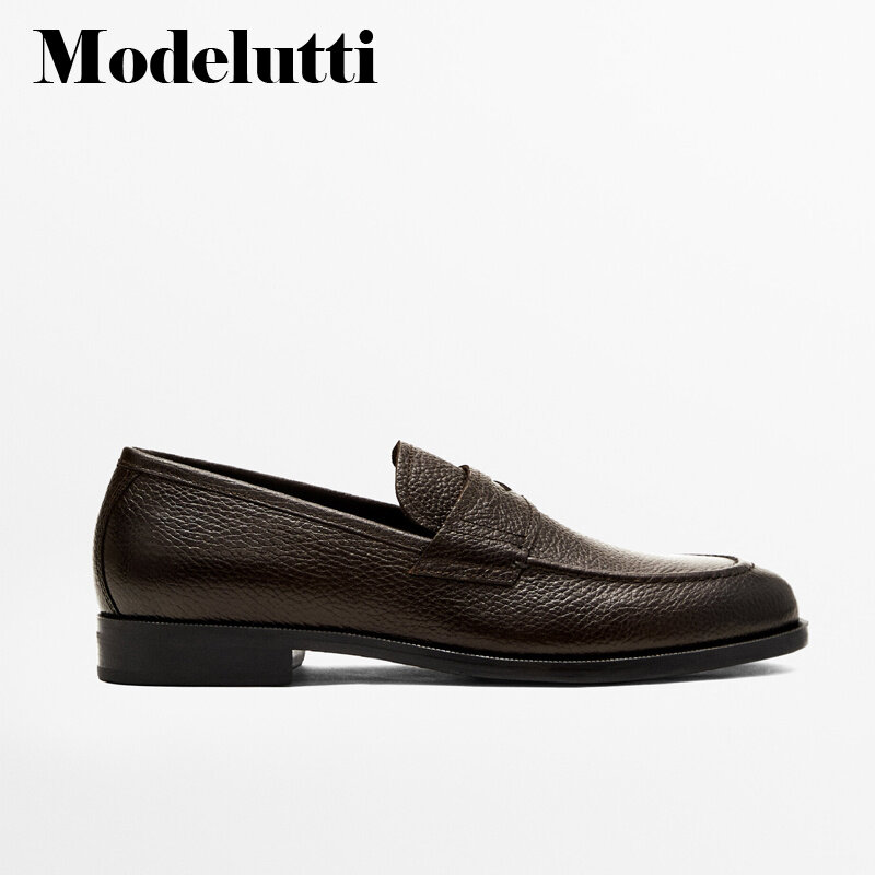 Outono 2023 nova moda masculina de couro genuíno deslizamento-em sapatos sólidos loafers all-match simples sapatos de negócios casuais masculinos