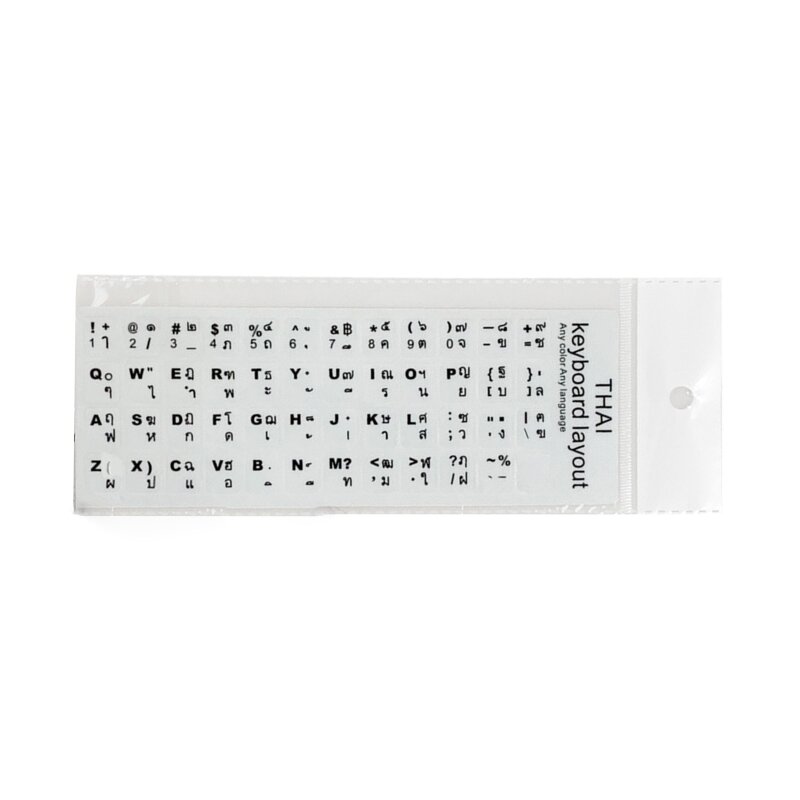 18x6,5cm Thai Branco Preto Botão Letras Teclado Layout Adesivos Alfabeto