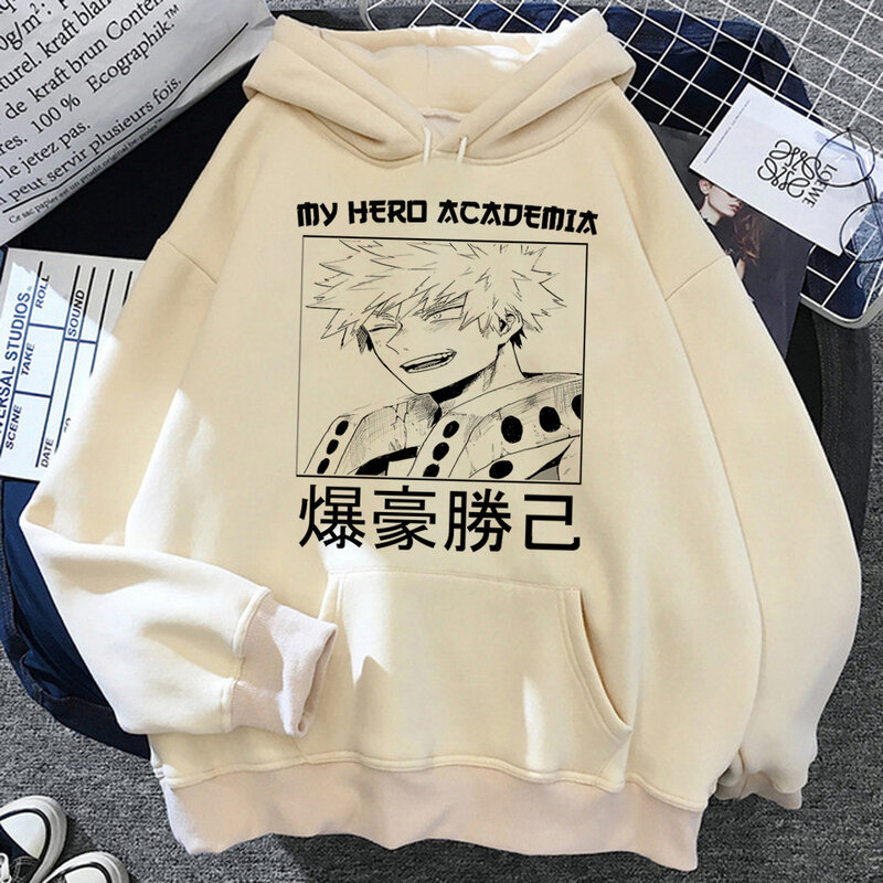 Fato de treino feminino Anime Bakugo, camisola capuz dos anos 90, agasalho feminino, moletons góticos