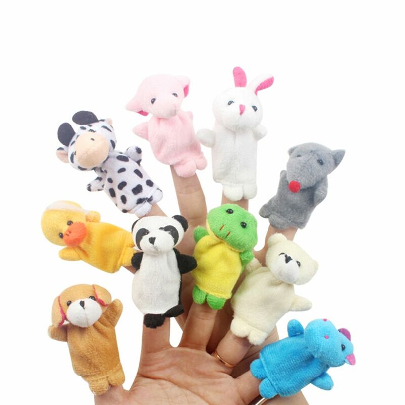 Birthday Gifts 10pcs/set Baby Educational Plush Stuffed Kids Family Finger Puppets Cloth Doll Hand Puppet Finger Toy