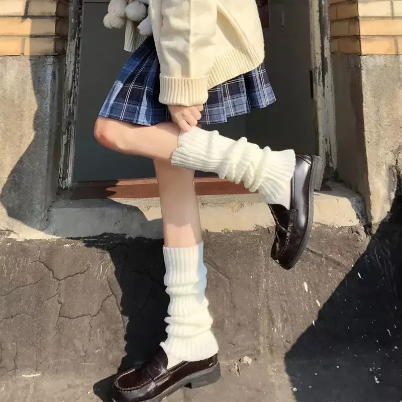 Lolita-Calentadores de piernas para mujer, calcetines largos de punto de lana, cubierta de pie, calentador de brazos Y2K, otoño e invierno, calcetines de ganchillo, puños de bota