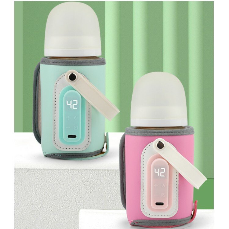 Sarung botol susu USB insulasi, penghangat air perjalanan kereta bayi menyusui penutup penghangat aman perang susu