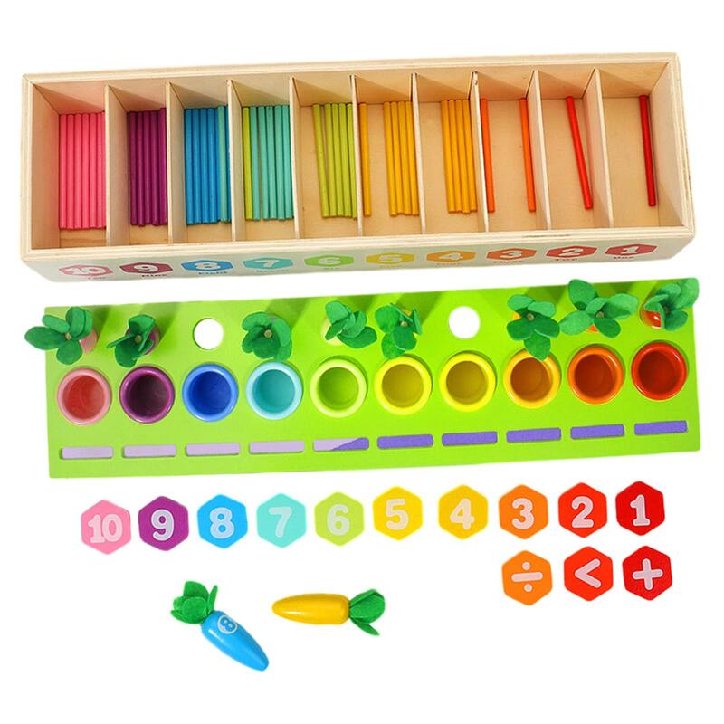 Color Sorting Counting Toys Math and Counting Toy, Teaching Aids Montessori Rainbow Counting Sticks for Activity Shape