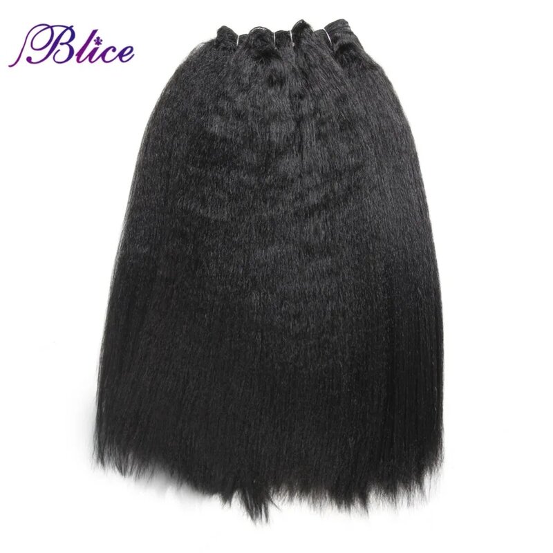 Blice-Synthetic Yaki Straight Hair Bundles, Super Hair Weaving, Pure Color, costurar em extensões de cabelo, 10-24in, 100g por peça