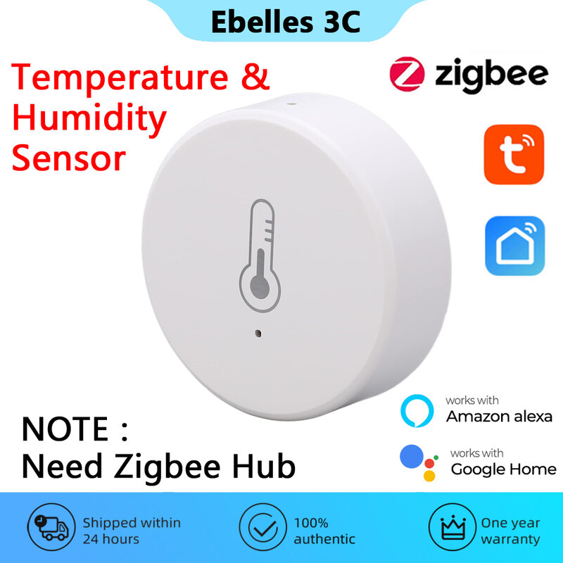 Датчик температуры и влажности Tuya Smart Zigbee, комнатный термометр с монитором и голосовым управлением, работает с Alexa Google