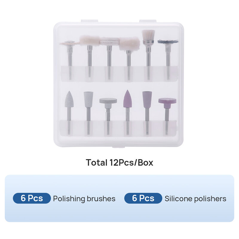 AZDENT Dental 12pcs/box Polisher Kit For Low-Speed Handpiece Dentist Composite Set Dentistry Porcelain Natural Teeth Nail Polish