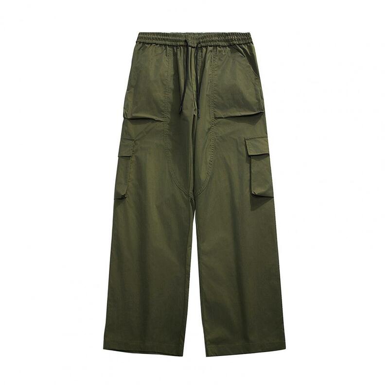 Salopette élastique pour homme, pantalon cargo avec poches, jambe droite pour document, style streetwear fjfor