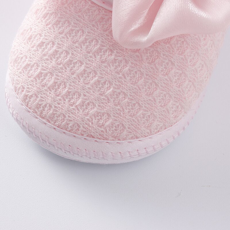 Sepatu Bayi Perempuan + Ikat Kepala Set Sepatu Bayi Baru Lahir Ikatan Simpul Lucu untuk Anak Perempuan Sepatu Prewalker Lantai Antiselip Hadiah Bayi Baptisan