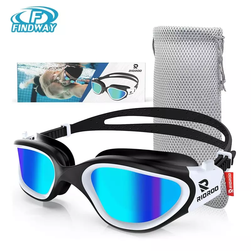 Gafas de natación polarizadas para hombres y mujeres, lentes profesionales de protección UV antivaho, resistentes al agua, ajustables, de silicona