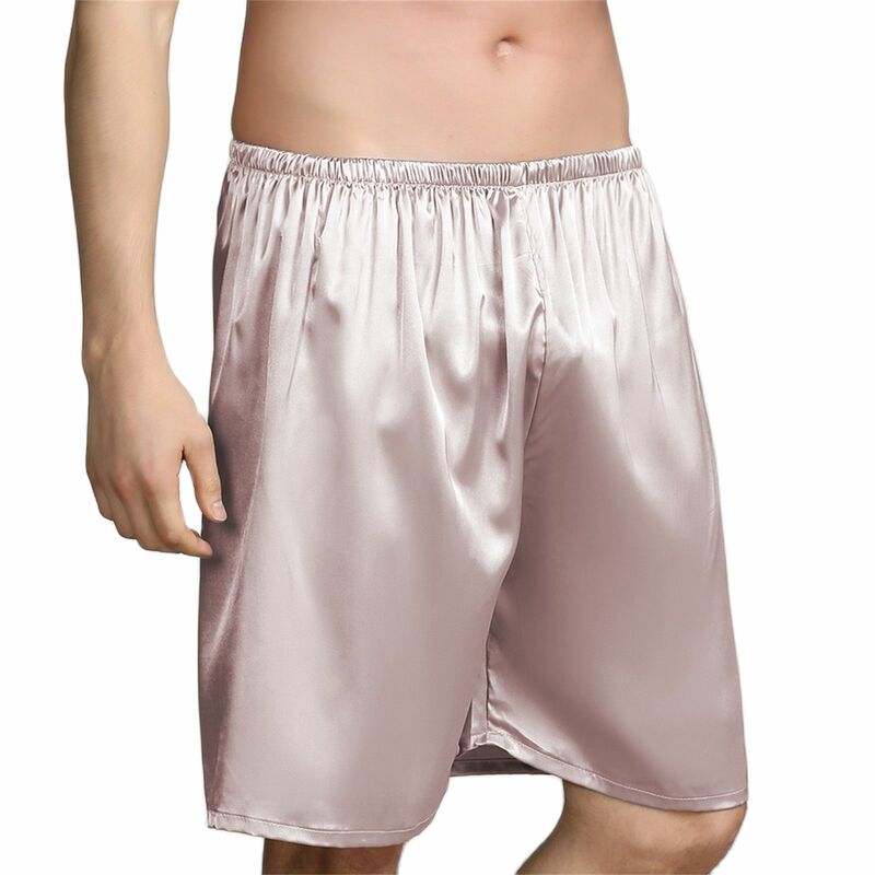 CLEVER-MENMODE men casual casa pijamas de cetim shorts pijamas sleep bottoms boxers calças curtas lounge homewear
