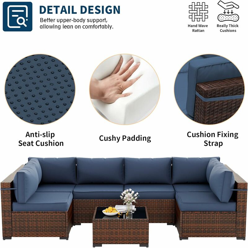 Наборы мебели для патио, модульный ротанговый уличный секционный набор мебели для дивана, Плетеный набор для разговора во дворе, палуба