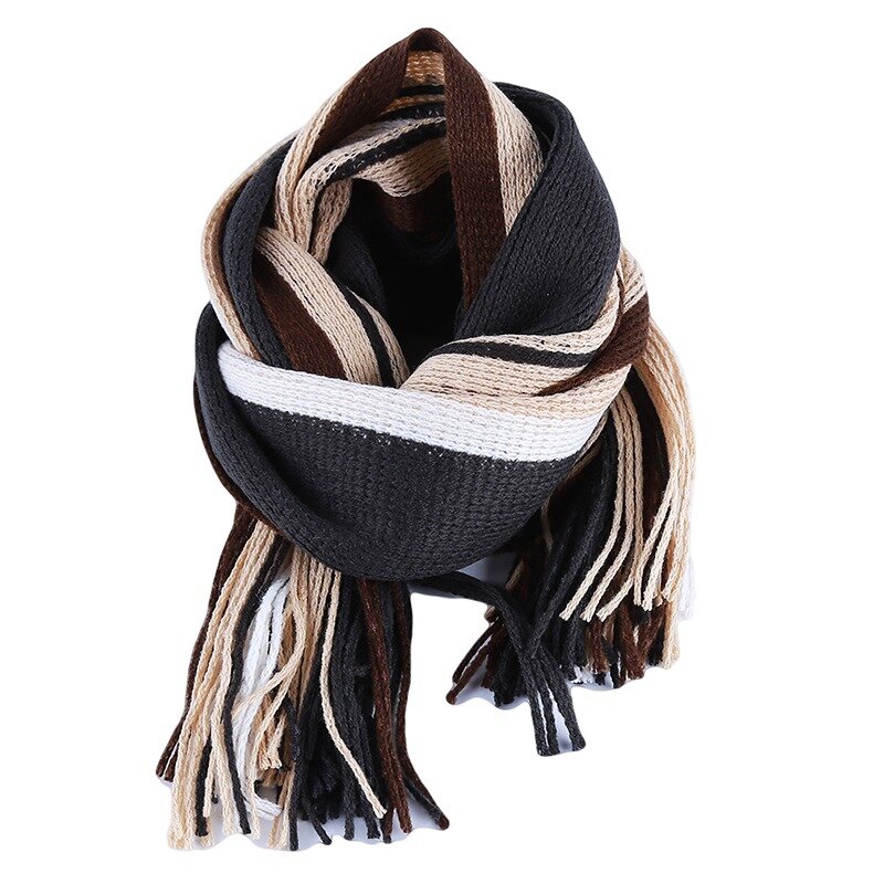 Зимний дизайнерский шарф, Мужской Хлопковый шарф в полоску, женская и мужская брендовая шаль, вязаные кашемировые шарфы, полосатый шарф с кисточками