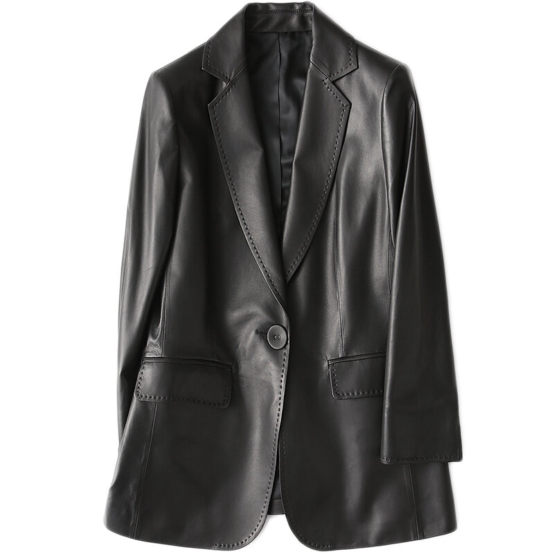 Ayunsua jaqueta de couro legítimo 2021, roupa feminina, casaco de pele de carneiro legítimo, meio tamanho, moda primavera sqq06