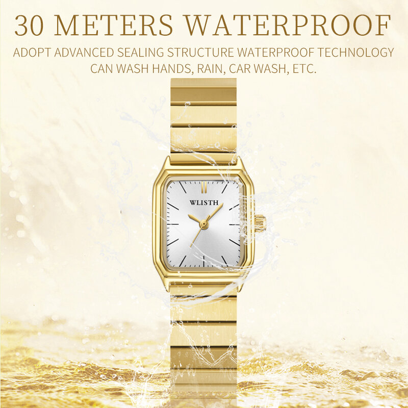 Relógio de quartzo quadrado de couro luxuoso para mulheres, relógios de pulso analógico para senhoras, relógio feminino, relógio de pulso retangular diamante elegante