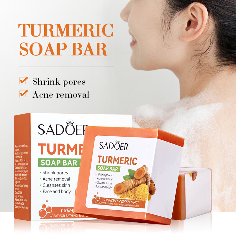 100g Turmeric Ginger Soap Anti Acne Skin Brighten Face Cleansing Soap Remove Pimples Dark Spot Handmade Essential Oil Soap