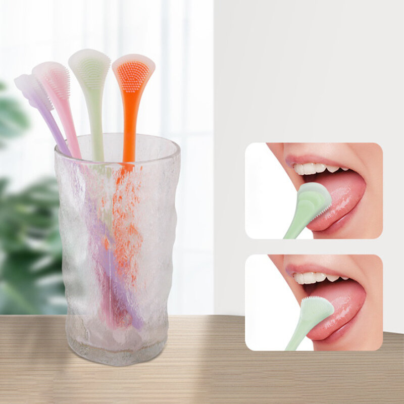 Escova de limpeza de língua macia, Duplo lado massagem raspador, Oral Health Care Tool