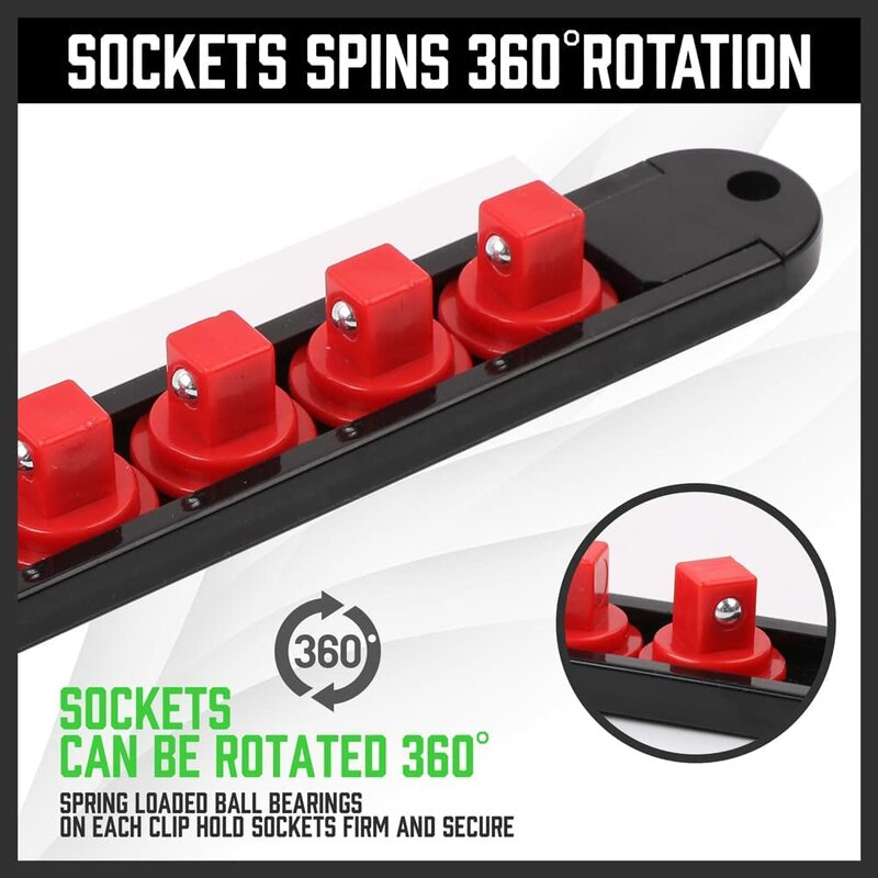 1 Stuks 360 ° Draaibare Abs Socket Organizer 1/4Inch 3/8Inch 1/2Inch Premium Kwaliteit Socket Clip Rail Houder Organizer Gereedschap