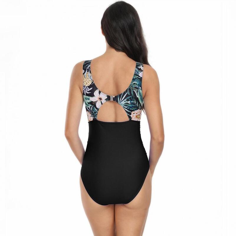 Monokini donna stampa floreale Mesh Patchwork Monokini per donna costumi da bagno senza schienale a vita alta con asciugatura rapida morbida per l'estate