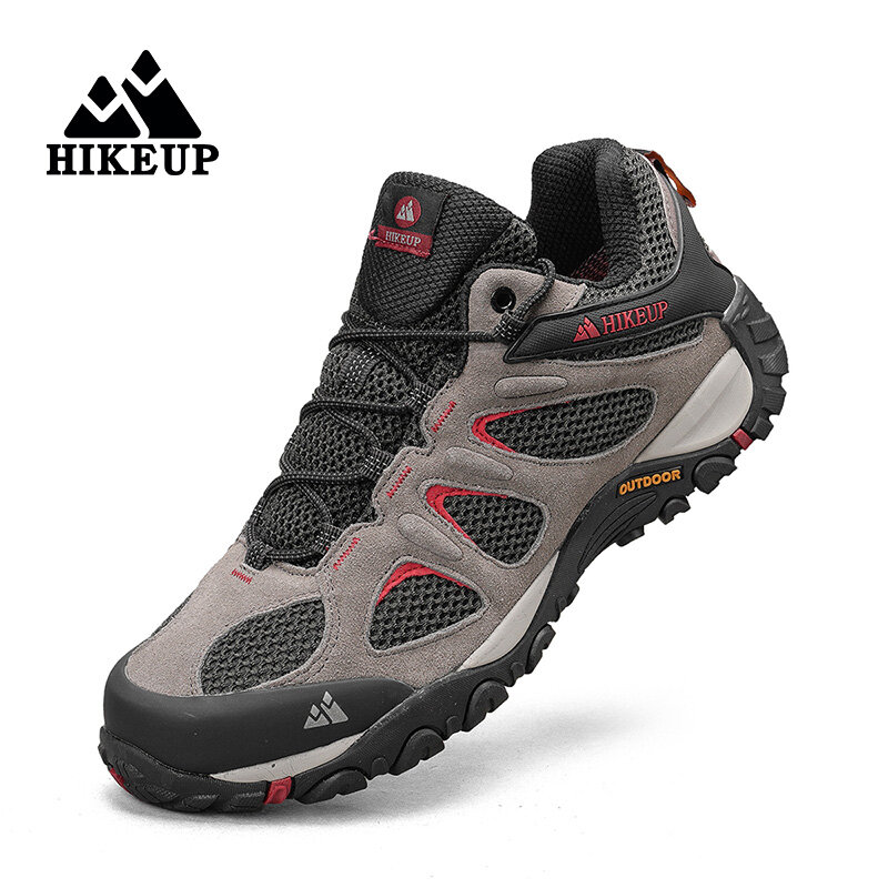 Hikeup-Respirável Splashproof Outdoor Caminhada Sapatos para Homens, Esporte de Escalada, Caça Trekking Sneaker