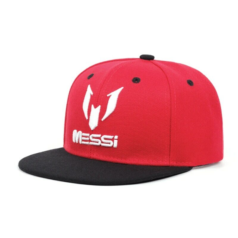 2024 New Fashion Boys' Messi Messi Pattern Letter Embroidered Flat Brim Hat Outdoor Sunshade Baseball Hat