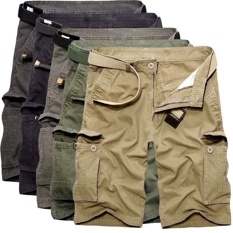 Summer Men's Fashion Overalls Cotton Casual Loose Multipocket Shorts Cargo Shorts Large Size pantalones cortos hombre