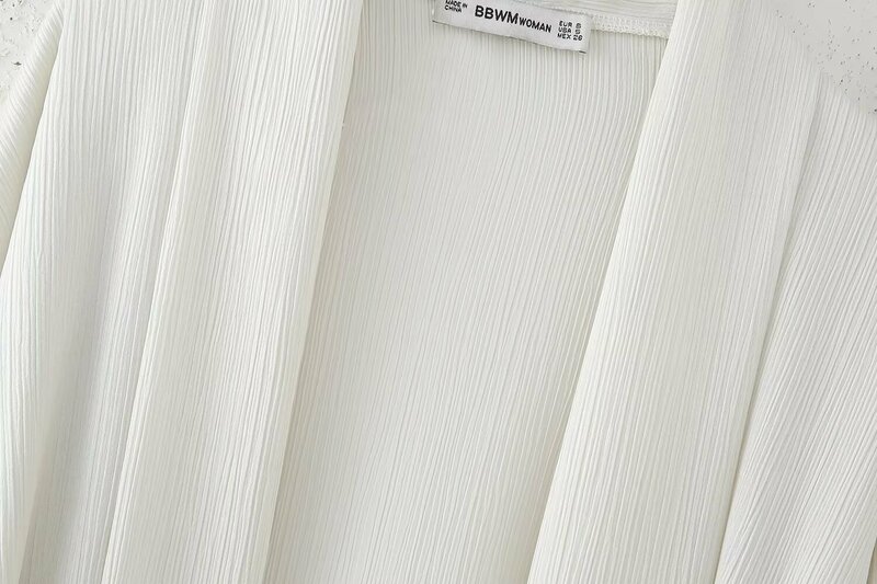 Camisa de manga larga con Cinturón fino para mujer, Top elegante, estilo Kimono suelto, textura, Retro, 2024
