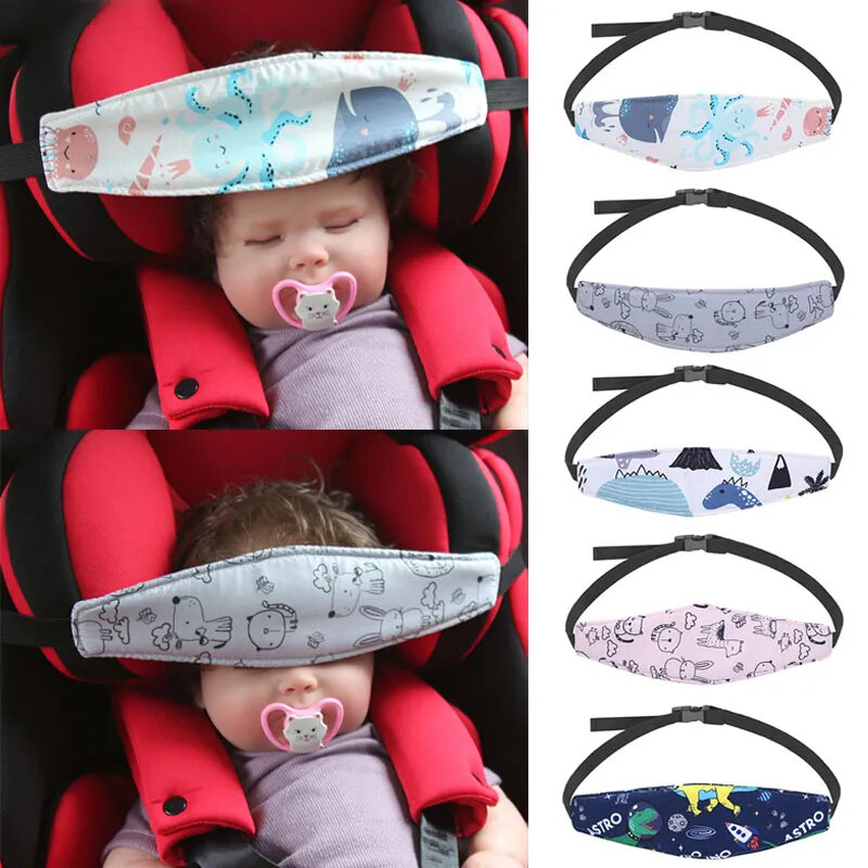 Baby Carseat Head Support Adjustable Infant Stroller Neck Relief Strap Pillow Fastening Belt Headrest Toddler Car Travel