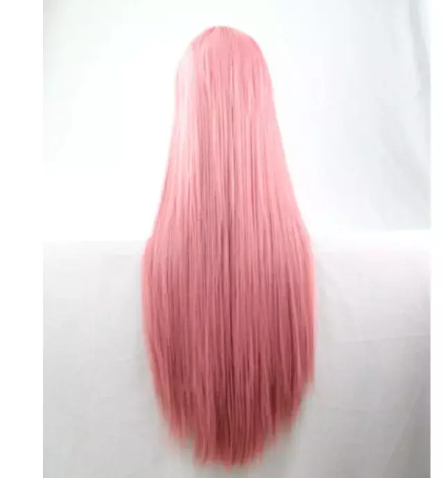 Парики женские длинные прямые для косплея, термостойкие, 32 дюйма, розового цвета