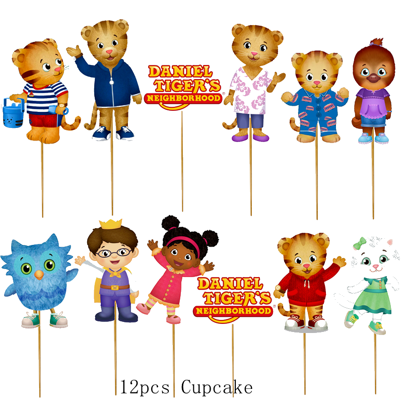 Disney Daniel Tiger's Neighborhood Plate Cup Cake Topper Balloon suministros para fiestas, vajilla de decoración de Favor, juguetes novedosos para niños de cumpleaños